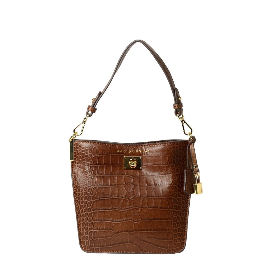 Femme Mac Douglas Sacs Portes Epaule | Kentucky Romy Mini Sac Porte Epaule Cuir Grain Croco