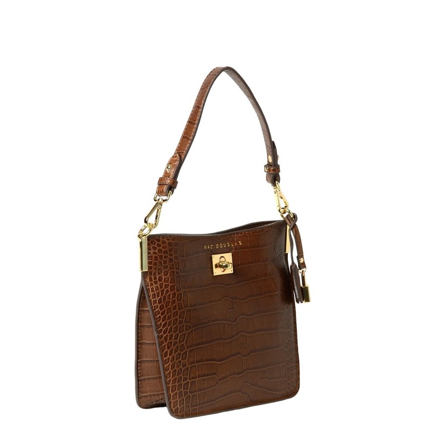 Femme Mac Douglas Sacs Portes Epaule | Kentucky Romy Mini Sac Porte Epaule Cuir Grain Croco