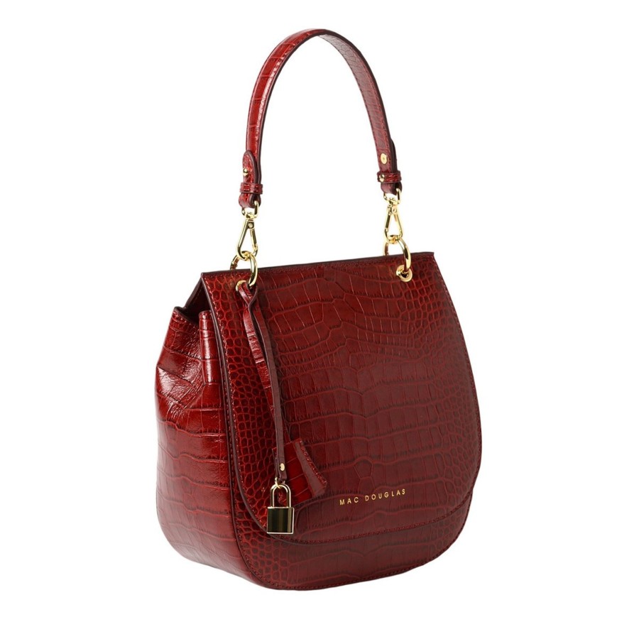 Femme Mac Douglas Besaces | Garance Romy Sac Besace Cuir Grain Croco