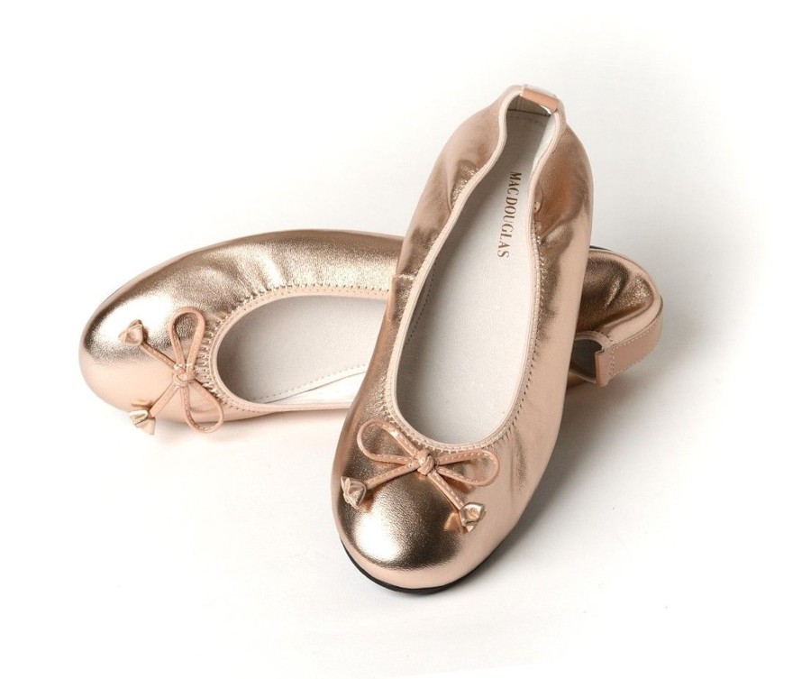 Femme Mac Douglas Ballerines | Ballerines Eliane Cuir D'Agneau Rose Poudre Metallise