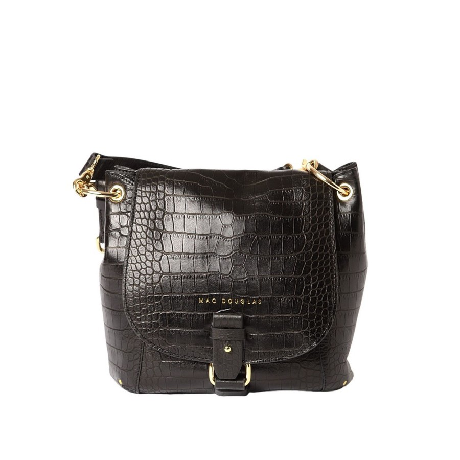 Femme Mac Douglas Besaces | Mandalay Romy Petit Sac Besace Cuir Grain Croco