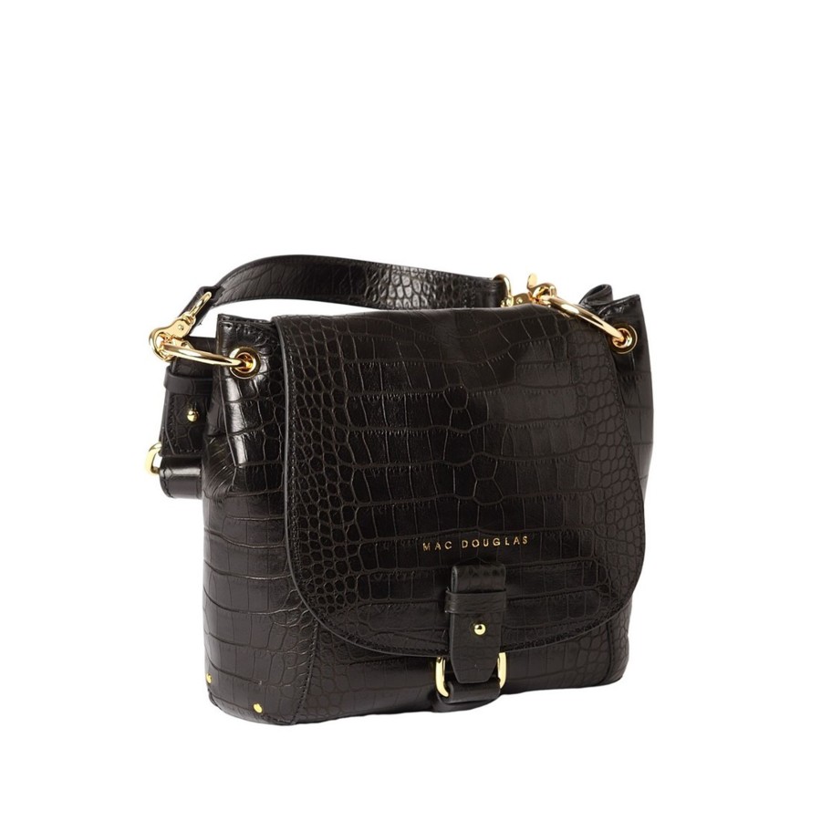 Femme Mac Douglas Besaces | Mandalay Romy Petit Sac Besace Cuir Grain Croco