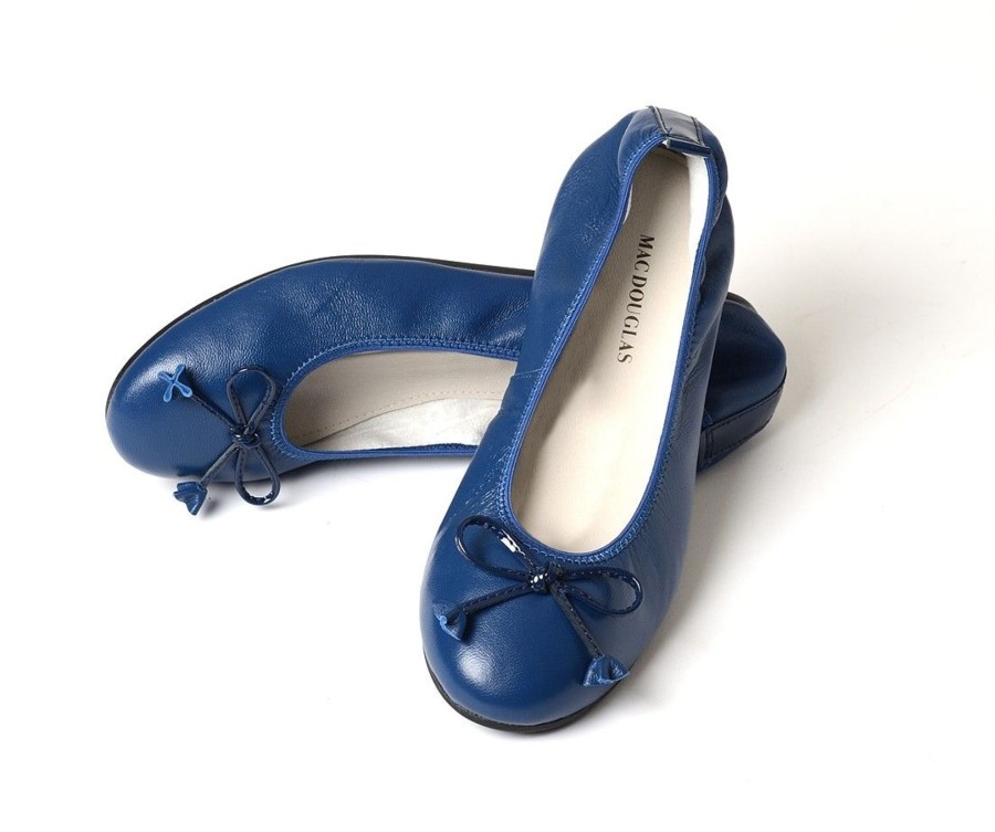 Femme Mac Douglas Ballerines | Ballerines Eliane Cuir D'Agneau Bleu Denim