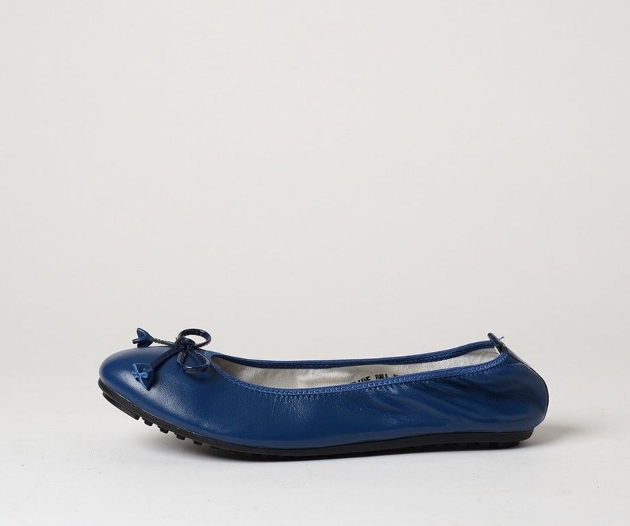 Femme Mac Douglas Ballerines | Ballerines Eliane Cuir D'Agneau Bleu Denim